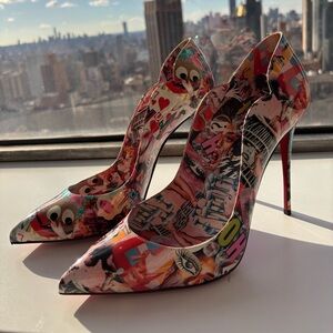 Christian Louboutin Hot Chick Collage Patent Pointy Pumps